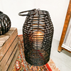 Rotan lantaarn zwart - groot