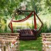 Backdrop hout hexagon +  terracotta doek
