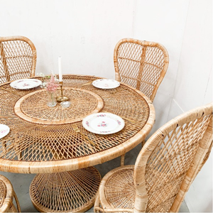 Rotan tafel + stoelen