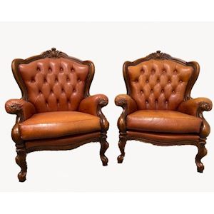 Chesterfield bruin leren fauteuil
