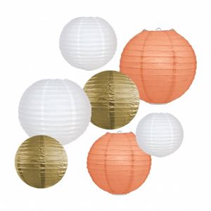 Peach lampionnen set huren