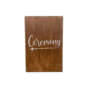 Gebeitst welkomstbord staand: Ceremony