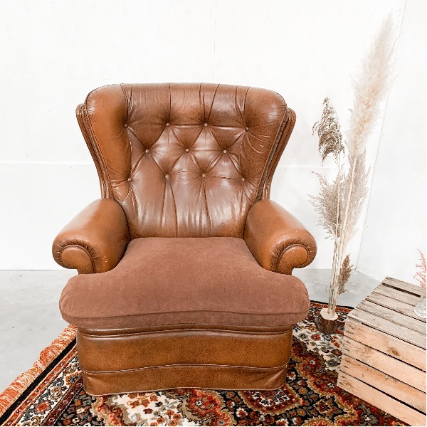Stoel chesterfield bruin groot