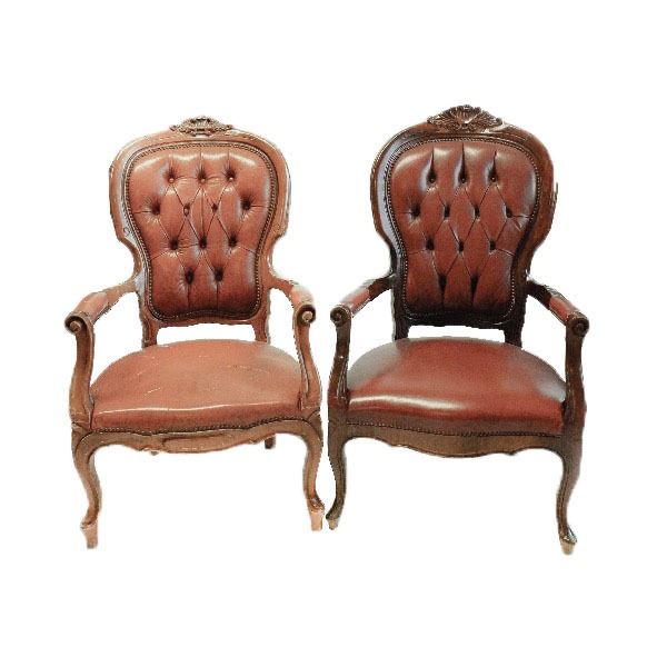 Leren vintage fauteuil chesterfield huren - Styled Weddings