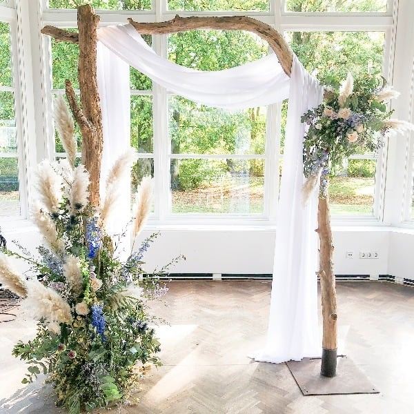 Backdrop drijfhout huren met wit doek