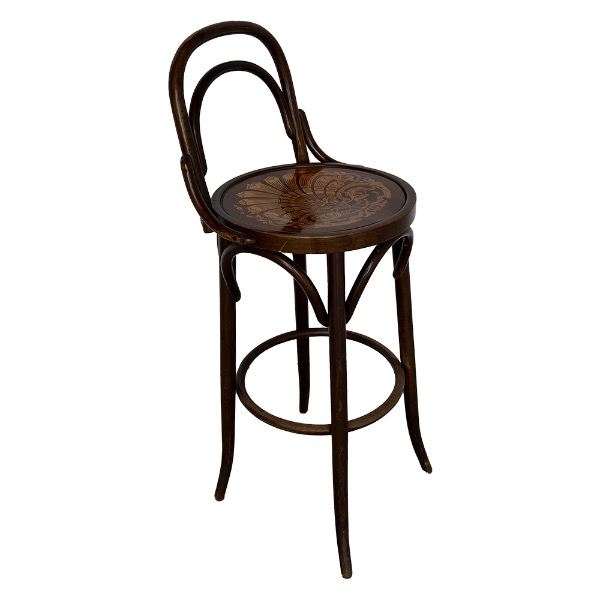 Barkruk donker hout en motief
