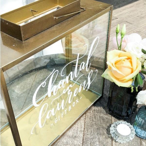 Enveloppenbox goud gepersonaliseerd