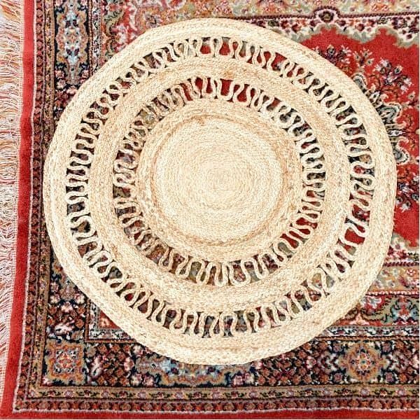 Tapijt jute 90 cm gehaakt huren