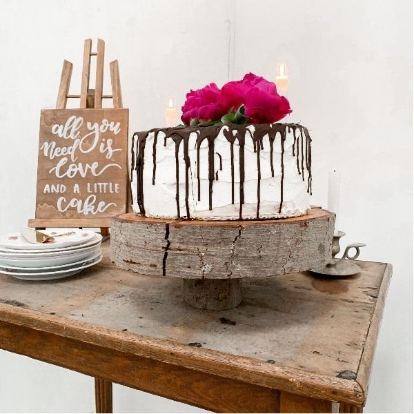 Taartschijf hout op poot