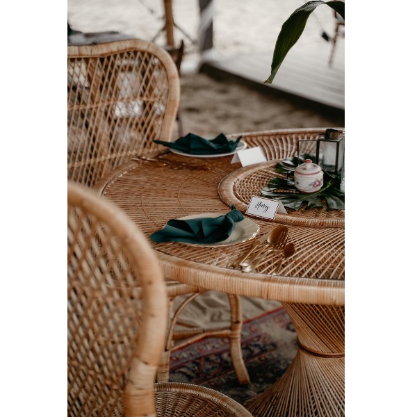 Rotan tafel + stoelen
